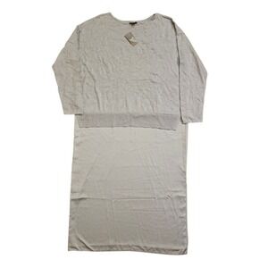 JJill Wearever Collection Knit Sweater Dress Layered Look Midi Gray Size L